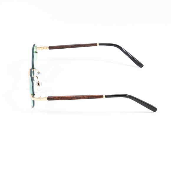 Rimless Gold Frame Turquoise Gradient Tint Sunglasses - Picture 4 of 4